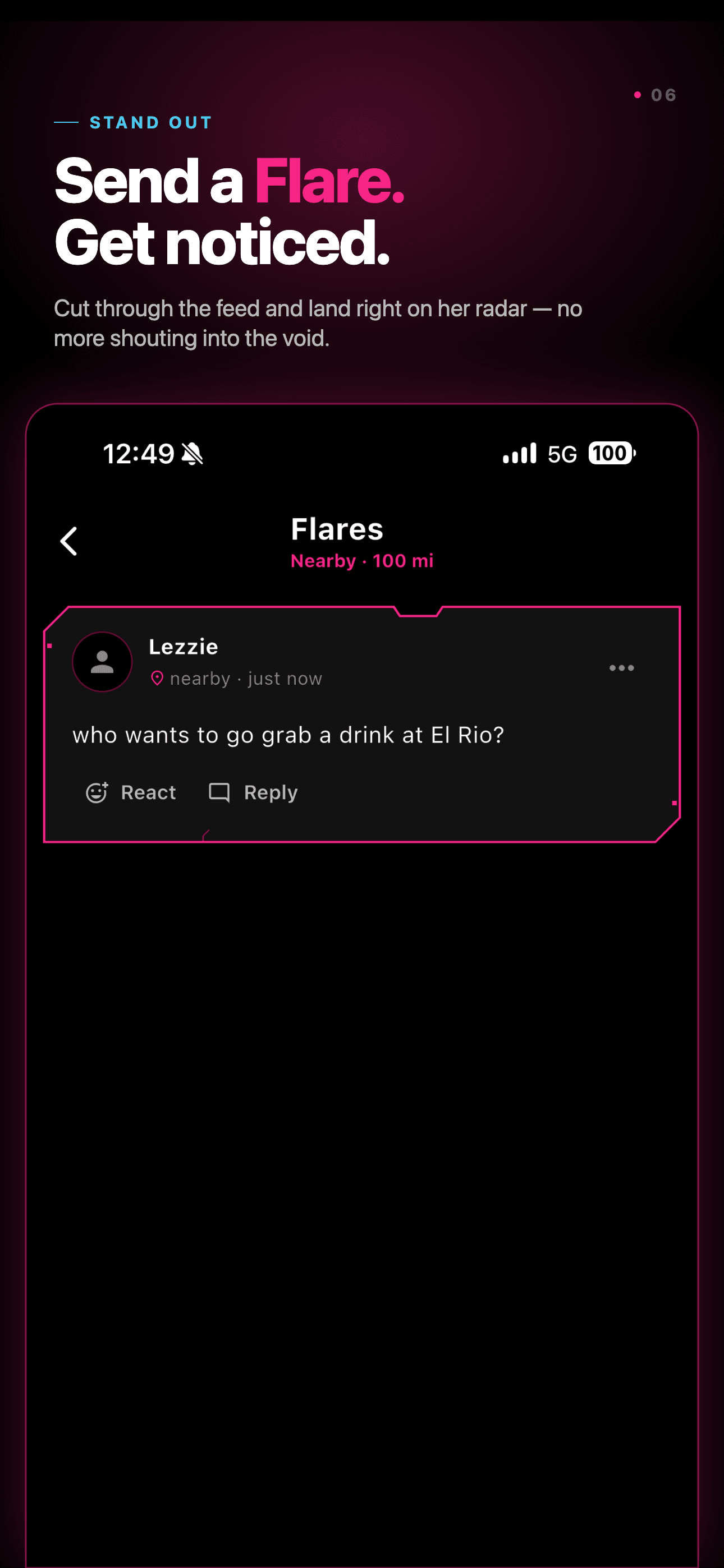 Flares — signal who is around and open to connect